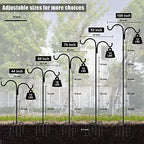 Gtongoko Double Shepherds Hook for Outdoor, 76 Inch Bird Feeder Pole with 5 Prongs Base, 5/8 Inch Thick Heavy Duty Adjustable Garden Hook for Hanging Plant, Lantern, Hummingbird Feeder, 1 Pack - Image 2