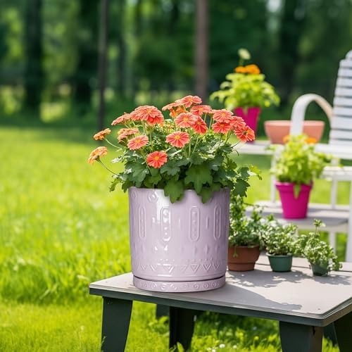 Eightpot Plant Plates to Catch Water, 9.3 Inch Plant Pot Saucers for Indoor Outdoors, Round Plants Drip Tray, Modern Ceramic Plant Saucer, Decorative Plants Dishes to Catch Water, Garden Gift, Purple - Image 4