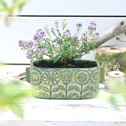 8 inch Green Pots Planters Indoor Plants Succulent Pots Rectangle Window Box Cactus Plant Containers for Home Decor(No Drainage) - Image 5