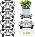 12" Metal Plant Caddy with Wheels 5 Packs Rolling Plant Stands Indoor Wheeled Plant Dolly Heavy-duty Pot Mover Roller Base Outdoor Plant Trolley Cart with Brake Casters Water-proof Dust-proof, Black by Unknown