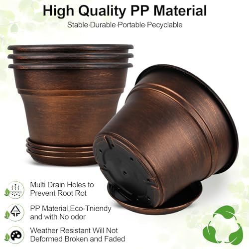 Fodetyff Planters-Plant-Pots-Indoor-Outdoor, 13 inch 4 Pack Copper - Image 4