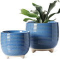 LE TAUCI Ceramic Plant Pots, 5.1 + 6.4 Inch, Set of 2, Reactive Glaze Blue by LETAUCI