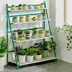 4-Tier Ladder Plant Stand, Multi Plant Pot Holder Bamboo Garden Shelves Storage Organizer Rack, 4 Colors Folding Flower Plant Stand Display Rack for Patio Garden Living Room by LIGUOYI