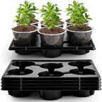 RooTrimmer 30 Pack 6 Inch Clear Nursery Pots and 5 Pack 6 Cell Round Plant Pot Trays, Sturdy Seeds Starting Germination Shuttle Carrying Trays, Planter Nursery Propagation 5 Sets by RooTrimmer