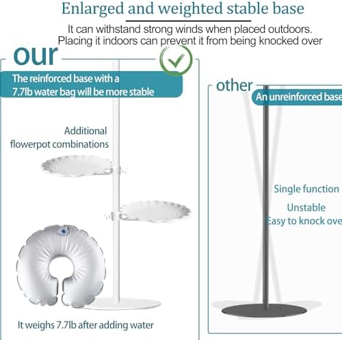 Upgraded 74" Shepherd's Hook for Bird Feeder，White Floor Hanging Plant，White Wind Chime Stand, Waterproof Metal & Adjustable-Height Standing Pole Holder for Wreath, Indoor & Outdoor（2 Placement Racks) - Image 6
