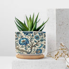 Chinoiserie Floral Blue and White Ceramic Planters Coastal Hamptons Style Planters for Outdoor Plants with Drainage Holes and Saucers Pot for Pots Outdoor Indoor Plants - Image 7