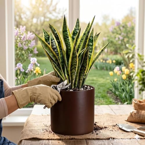 10 Inch Coffee Metal Plant Pot with Drainage Hole, Indoor Outdoor - Image 7