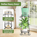 iDavosic.ly 2 Tier Tall Metal Plant Stand Outdoor Indoor, 27 Inch, Black - Image 4