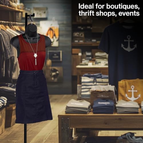 SSWBasics Adjustable Black Costumer Stand – Single Arm Clothes Rack - Retail Clothing and Garment Display Stand – Ideal For Showcasing Hanging Items In Thrift Shops, Boutiques and Retail Stores - Image 4