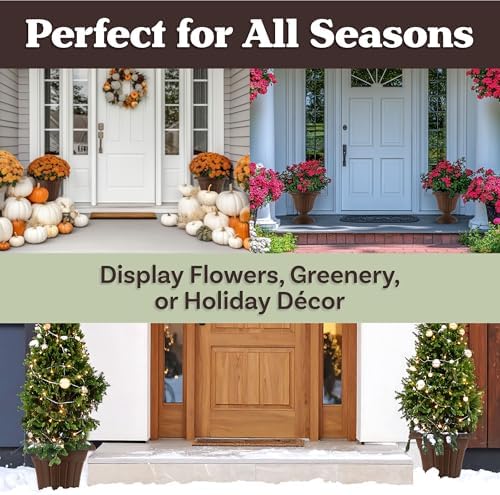 Pure Garden Flower Pots Outdoor Planter, Brown, 16x18-Inch, 2-Pack - Image 5