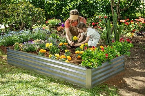 Plant & Plot Galvanized Raised Garden Beds Outdoor // 6×3×1 ft Planter Raised Beds for Gardening, Vegetables, Flowers // Large Metal Garden Box (Silver) // Patented Tool-Free Design - Image 6