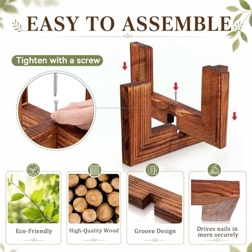 Tandefio 5 Pack Fall Wood Plant Stand Indoor Outdoor Plant Holder Modern Sturdy Planter Stands, Single Flower Pot Holder , Fit 5-9 Inch Variety Pot, Easily Assemble, Retro Brown (8 x 4.5 Inches) - Image 3