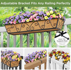 Y&M 30 Inch Window Deck with Coco Liner, Fence Metal Hanging Flower Planter Window Basket Deck Railing Planter Boxes for Outdoor Garden Lawn-Butterfly, 4pcs - Image 2
