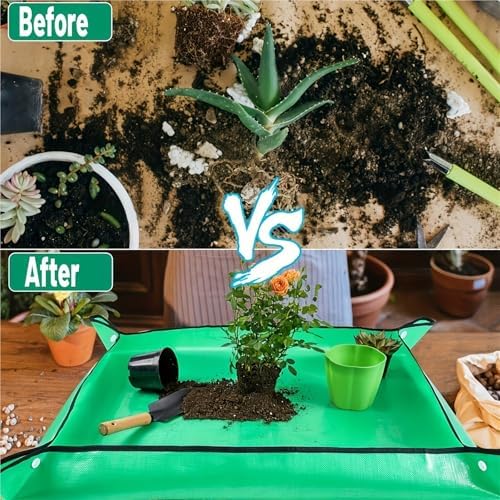 2 PCS Flower Pots Transplanting Mats, Waterproof Foldable Potting Tray, Leak Proof Plant Repotting Pad for Indoor for Patio - Image 5