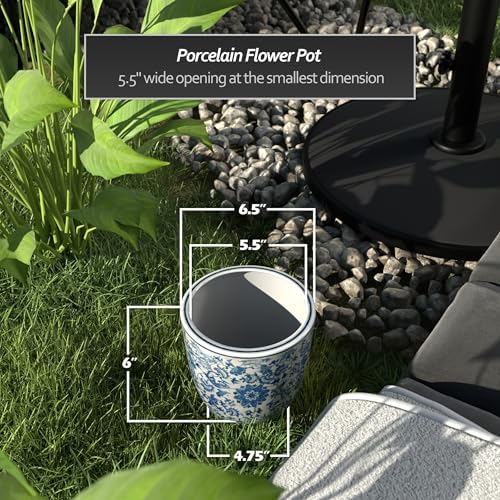 Red Lantern 6" Planter - Blue and White Floral - Image 4