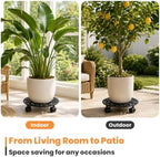 13.5 Inch Plant Caddy with Wheels Heavy Duty Cast Iron Plant Stand with Wheels, Metal Plant Dolly with Locking Wheels, Flower Pot Mover for Heavy Pots, Indoor Outdoor Rolling Planter Stand, 1 Pack - Image 6