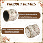 Bokon 7 x 6.3 Inch Ceramic Planter Vintage Scroll Planter,White Floral - Image 3