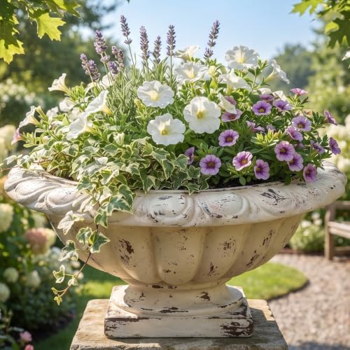KEIKI MGO Urn Planters Outdoor, Large Garden Pots for Flowers Plants, White - Image 5