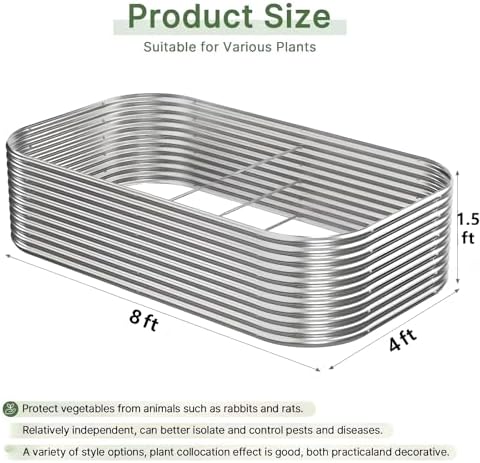 2 Pack Tall 8x4ft Galvanized Raised Garden Bed Outdoor, Metal Garden Bed for Vegetables, Above Ground Garden Box for Flower, Steel Raised Beds for Gardening - Image 2