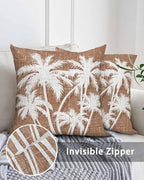 Throw Pillow 18x18 Inch, Tropical Palm Tree Waterproof Outdoor Pillow Covers for Patio with Insert, Vintage Brown Exotic Botanical Plants Decorative Pillowcase Cushion for Couch, Sofa, Bed, Garden - Image 5