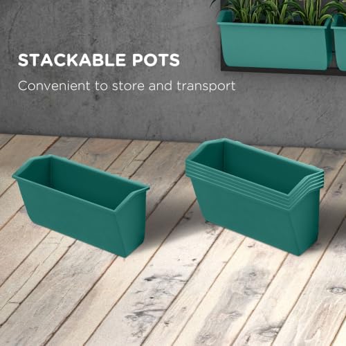 Outsunny 3-Tier Wall Planter w/ 6 Pots, Outdoor Hanging Planter, Green - Image 6