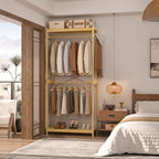 Homykic Bamboo Ladder Shelf and Closet System Bundle, Natural - Image 7