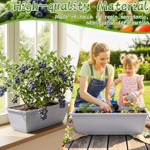 8 Pcs 24 Inch Plastic Window Boxes Planters, Light Gray - Image 4