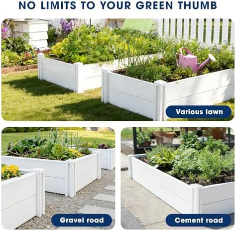 PASAMIC 4x4x1ft Vinyl Raised Garden Bed, Maintenance-Free Outdoor Garden Planter Box, Never Rust or Rot, Durable Open-Bottom Raised Bed for Vegetables, Flowers, Herbs & Fruits - Image 7