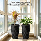 Kante 2-Pack All-Weather 15" H Round Tapered Black Plastic Planters - Image 4