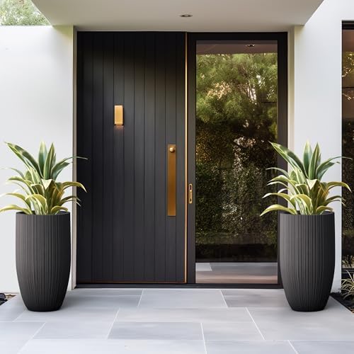 Kante Small Round Tapered Black Concrete Planter 24" Tall, Outdoor - Image 5