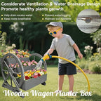 NestNature Wooden Wagon Planter Box|Raised Garden Bed W/Wheels for Plants - Image 7