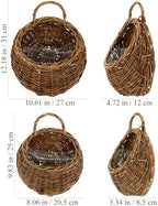2pcs Handmade Wicker Hanging Flower Basket Set with Liners for Plants - Image 4