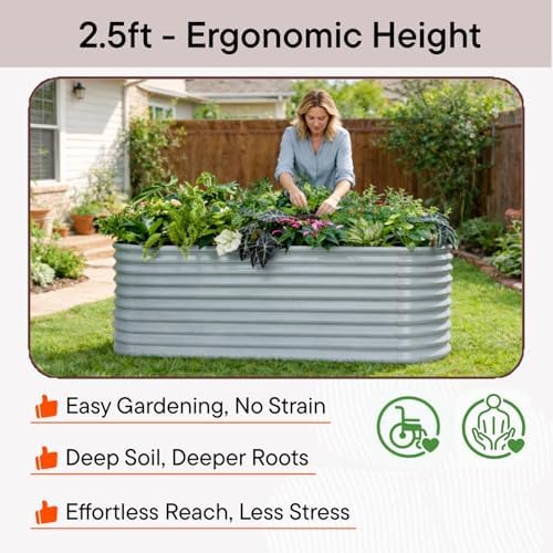 30" Extra Tall Raised Garden Bed, 6x2x2.5 ft Galvanized Planter Box - Image 2