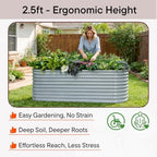 30" Extra Tall Raised Garden Bed, 6x2x2.5 ft Galvanized Planter Box - Image 2