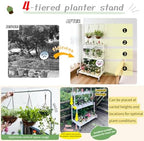 lumizone Foldable 4-Tier Plant Stand With Wheels Indoor Outdoor Black - Image 4