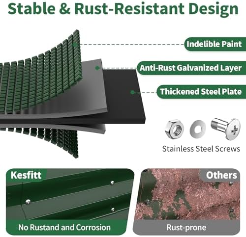 Kesfitt Raised Garden Bed Outdoor, Galvanized Steel Metal Raised Bed Planter for Vegetables, 24-Inch Deep Open Bottom Backyard Garden Bed 6x3x2 ft, Forest Green - Image 2