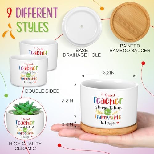 Domensi 9 Pcs Teacher Appreciation Gifts Bulk Ceramic Succulent Plant Pot - Image 2