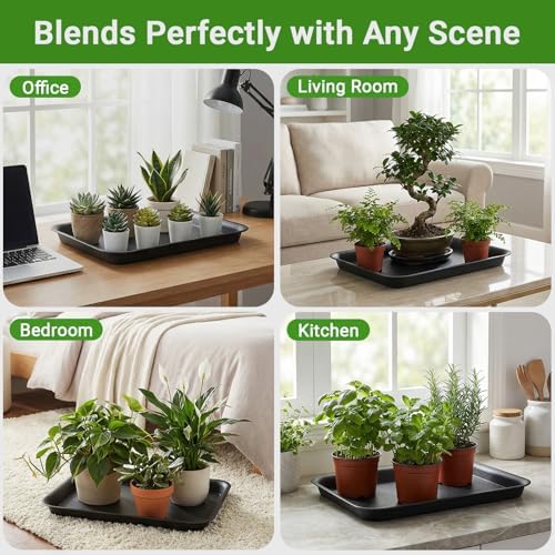 GREANER 22 Inch Plastic Plant Saucer, 3 Packs Black Plant Drainage Tray, Drip Trays for Potted Plants, Planter Saucers for Indoor Outdoor - Image 6