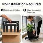 Plant Caddy with Wheels, 20'' Heavy Duty Large Metal Rolling Plant Stand - Image 6