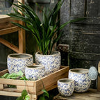 Reto Rustic Ceramic Flower Pots for Garden Plants and Succulents,Distressed Cracked Glazed Planters with Drainage Holes Tuscan Flower Pots for Outdoor,Bluem,no Hole - Image 7