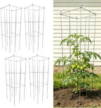 4 Pack 12x39 Inch Galvanized Folding Square Tomato Cages by MTBGarden