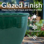 Sunnydaze Chalet 14.5" Ceramic Plant Pot, Dark Green Glaze - Image 4
