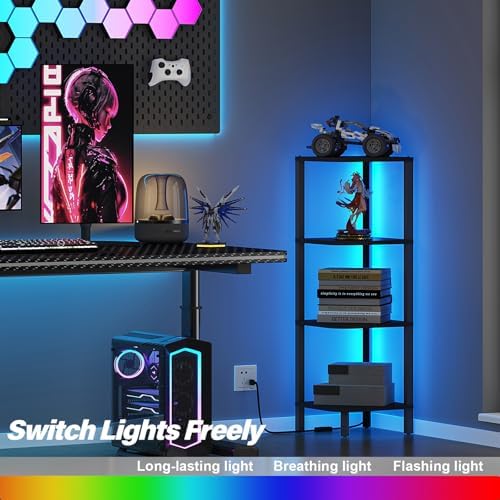 TUTOTAK Corner Shelf, 4-Tier Corner Bookshelf for Small Space - Image 3