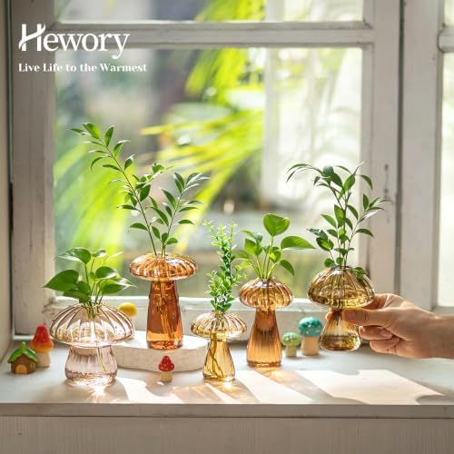 Hewory Plant Propagation Station: 10PCS Amber Mushroom Vase for Flower - Image 2