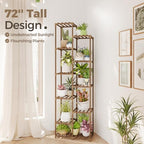 Bamworld Plant Stand Indoor Outdoor 11 Tier Tall Large Wood Plant Shelf - Image 2