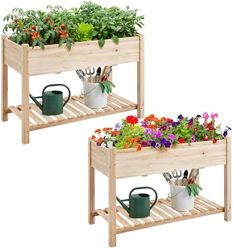 Yaheetech 47" Raised Garden Bed with Legs, Wooden Planter Box, 2Pcs by Yaheetech