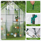 Outvita Walk-in Greenhouse, 3 Tiers 4 Shelves, Durable PE, 56"x29"x77" - Image 5