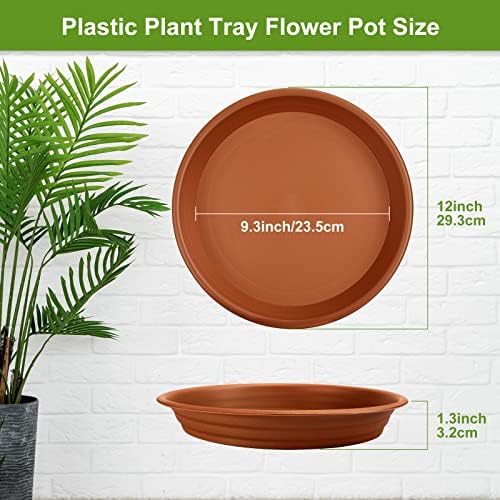 12 Pcs 12 Inch Plastic Plant Saucer Thicker Plastic Heavy Duty Round Flower Pot Saucers Water Planter Tray for Indoor Outdoor Plant Pots, Terracotta Color - Image 2