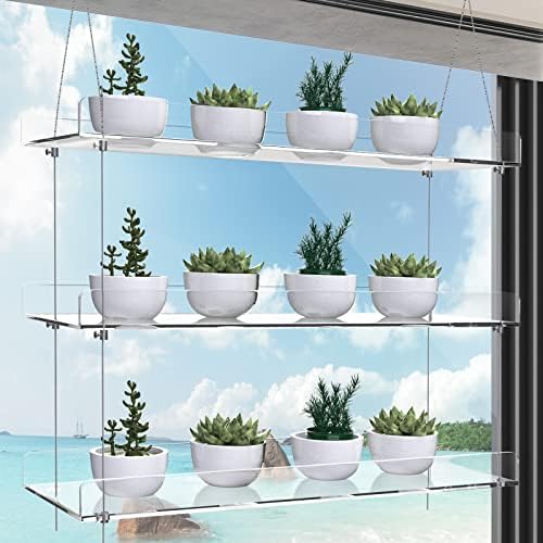 3-Tier Hanging Acrylic Plant Shelves for Windows - Image 2