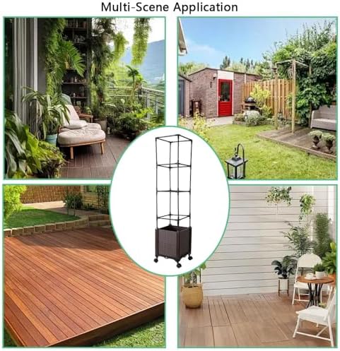 Raised Garden Bed with Tomato Cage & Trellis, 56" Self-Watering Tomato Planter Box for Vegetables Flowers | Lockable Wheels, Vertical Gardening | Indoor Outdoor Patio Use, Easy Assembly - Image 6